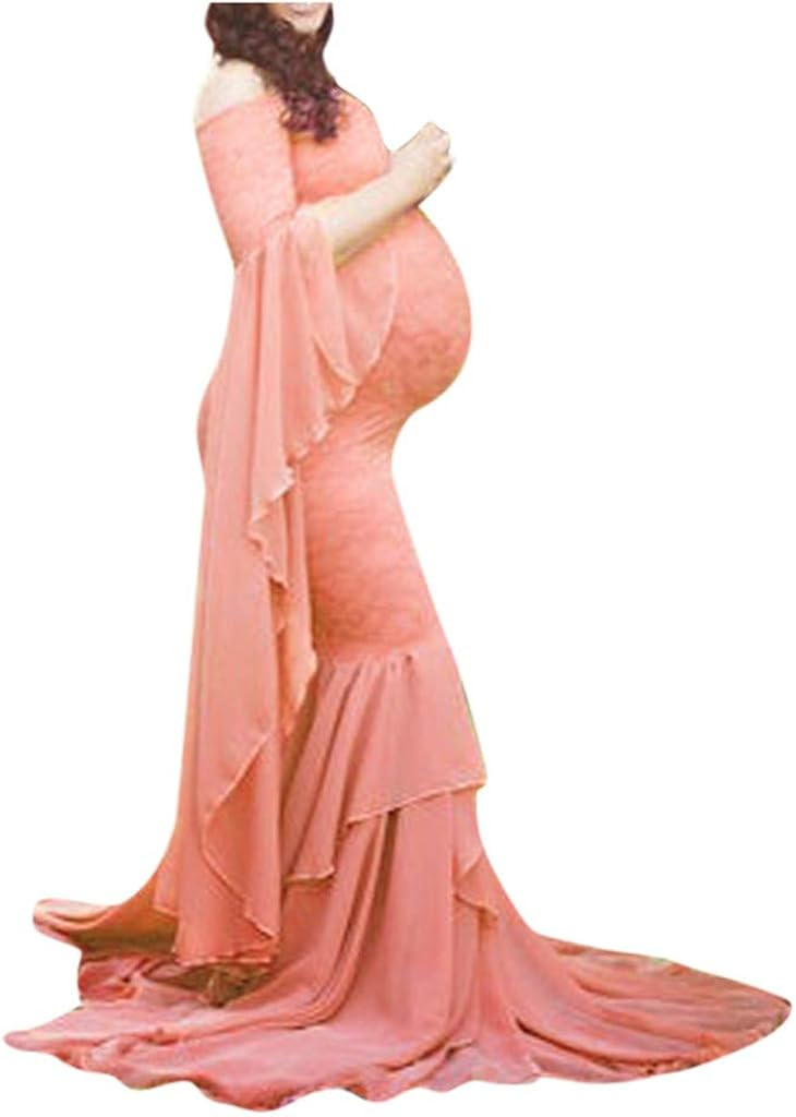 Off Sleeve Long Pregnants Solid Dress Props Shoulder Women Photography Maternity Maternity Kimono... | Amazon (US)