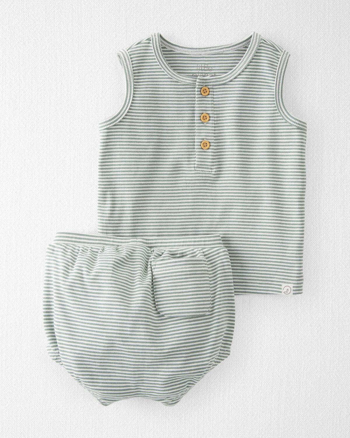 Coastal Blue Baby 2-Piece Waffle Knit Bubble Shorts Set Made with Organic Cotton | carters.com | Carter's