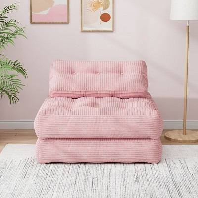 Folding Sofa with Headrest, Convertible Sleeper Chair with Pillow Foldable Mattress with Back Support, Pink Gray Beige for Small Living Spaces Pink | Target