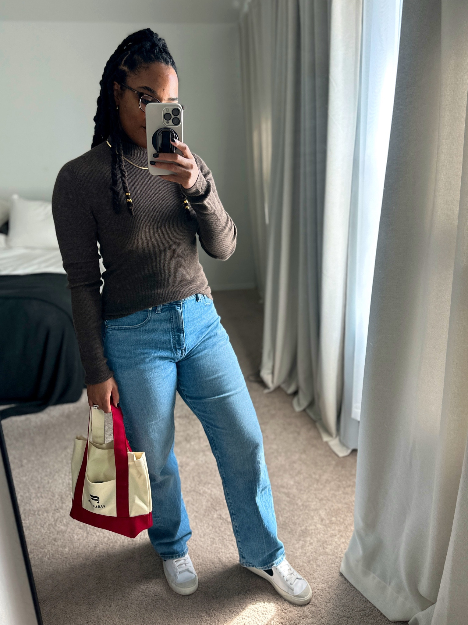 Casual winter outfit.

jeans • denim • sneakers outfit • nike blazer outfit • cashmere sweater 

 