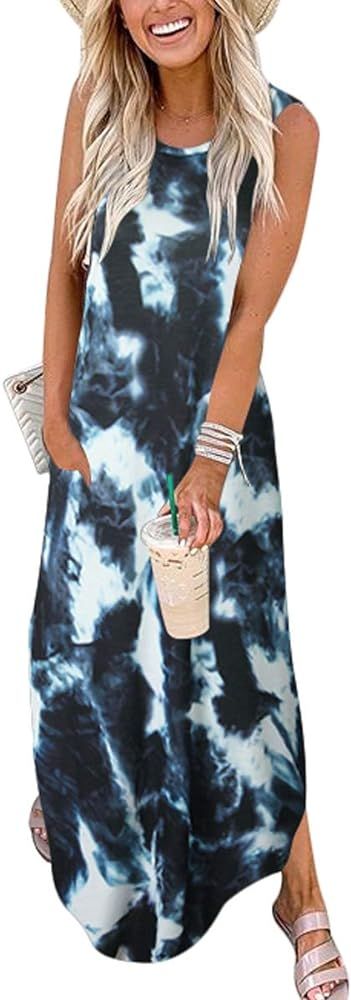 ANRABESS Women's Casual Loose Pocket Long Dress Sleeveless Split Maxi Dresses | Amazon (US)