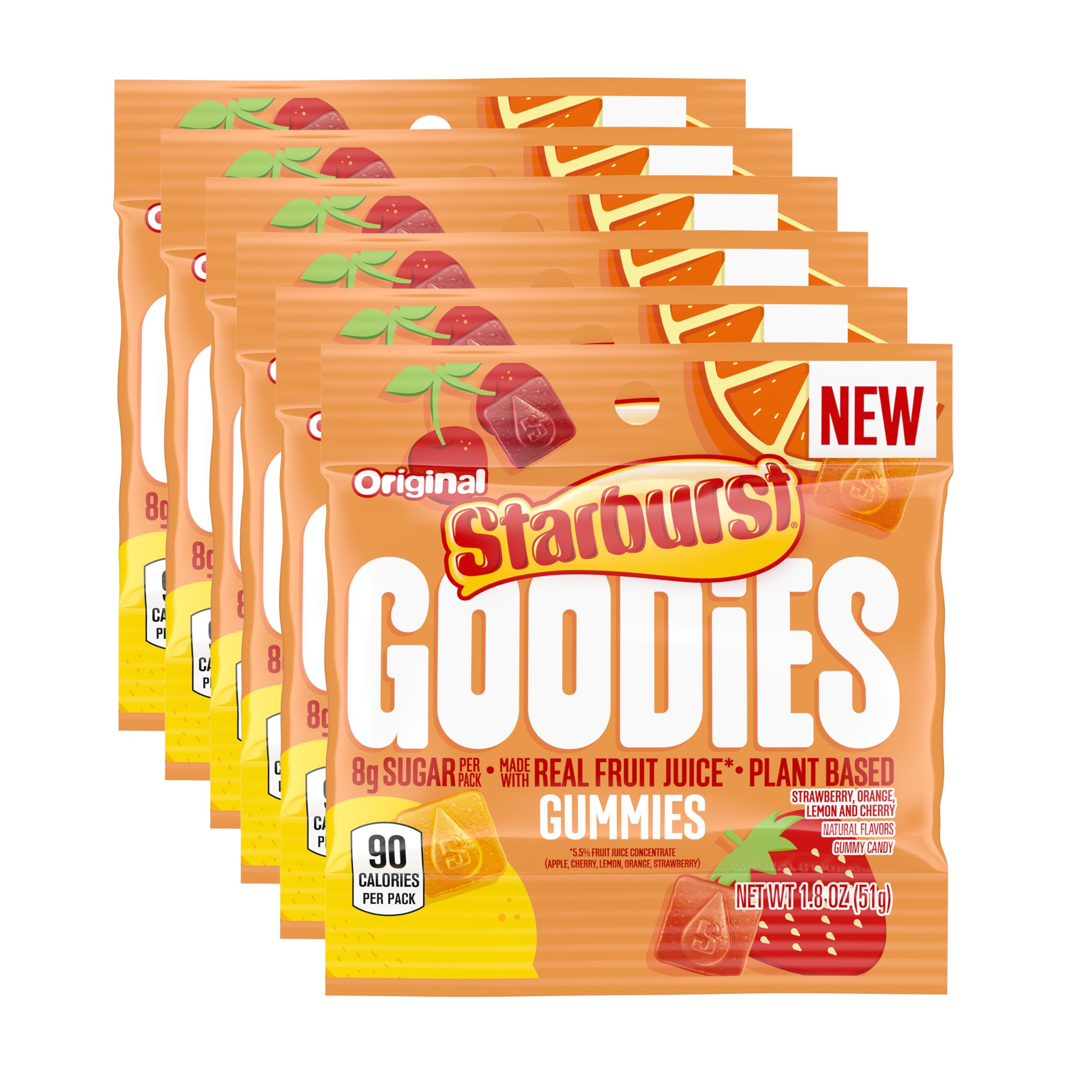 STARBURST GOODIES Original Low Sugar Plant-Based Fruit Gummy Candy, 1.8 Oz Bags (Pack of 12) | Amazon (US)