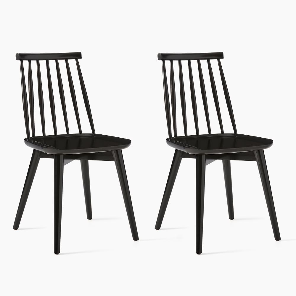 Windsor Dining Chair, Black, Set of 2 | West Elm (US)