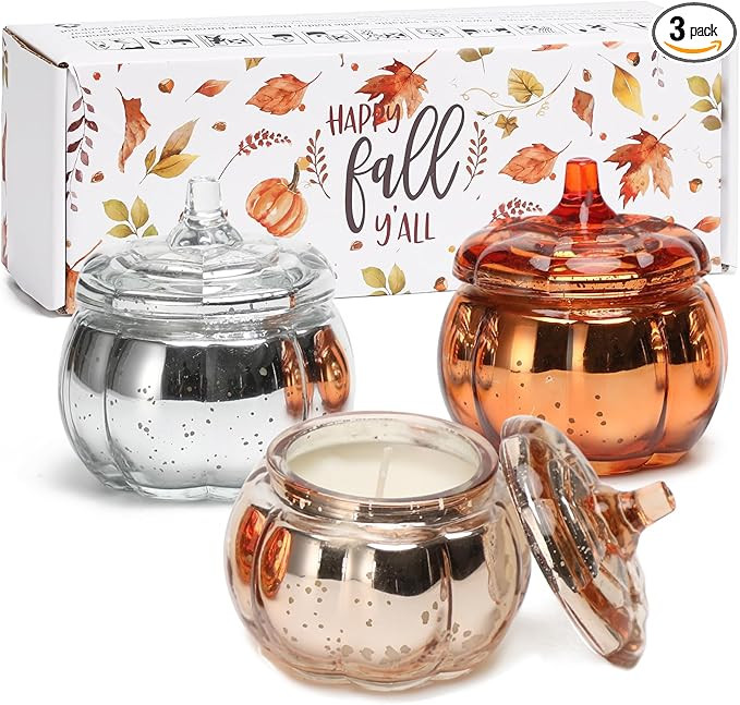 Pumpkin Shaped Candle, Pumpkin Spice Scented Candle Gift Set for Fall Thanksgiving, Autumn Farmho... | Amazon (US)