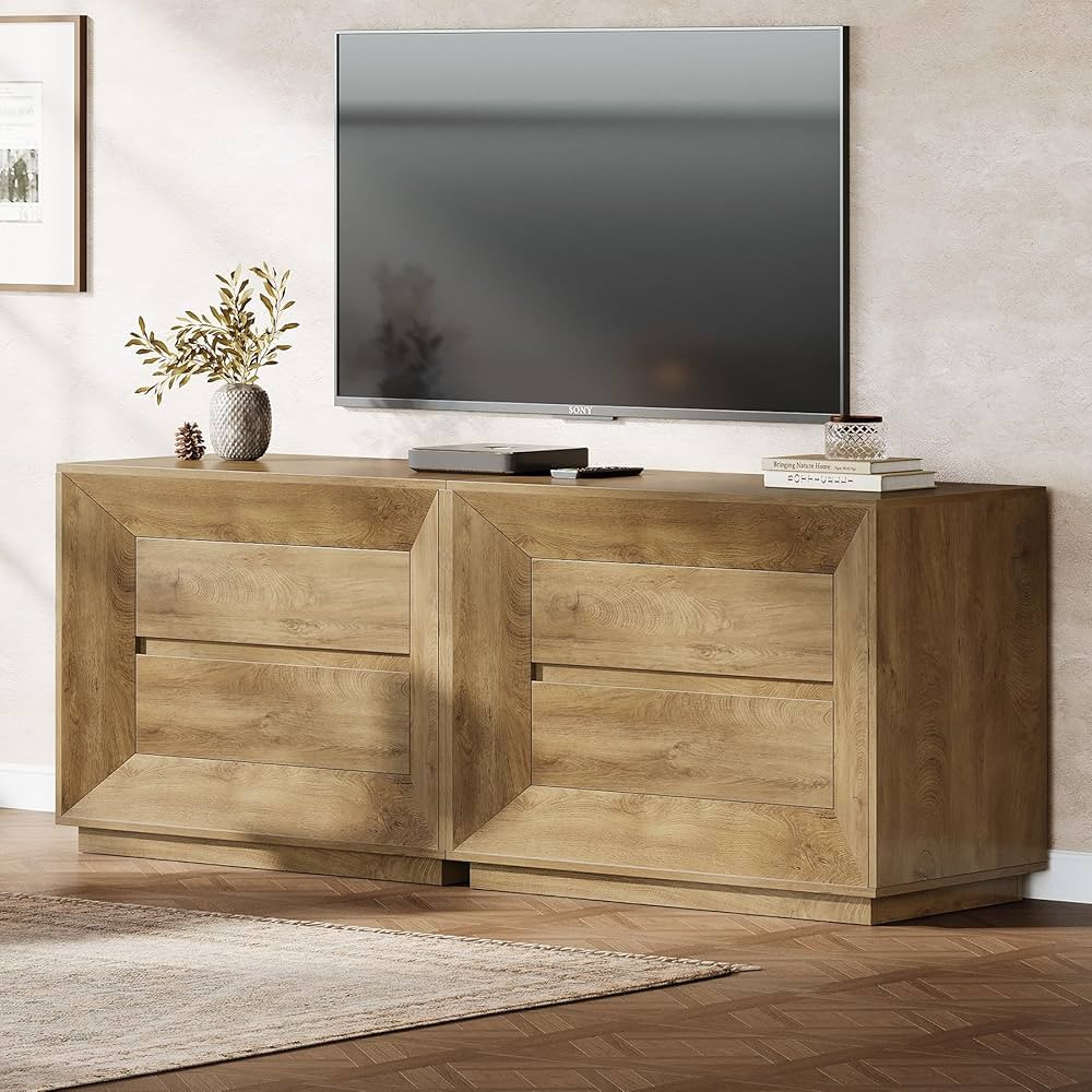 Tribesigns Large Nightstand Set of 2, Farmhouse Oversized Night Stand with 2 Drawers, 35.43" Wide... | Amazon (US)