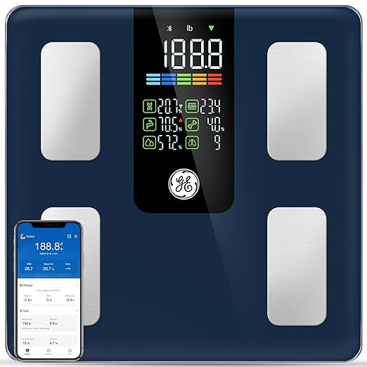 GE Smart Scale for Body Weight, BMI, Body Fat, Muscle Mass, Digital Bathroom Scales 500lbs for Bl... | Amazon (US)