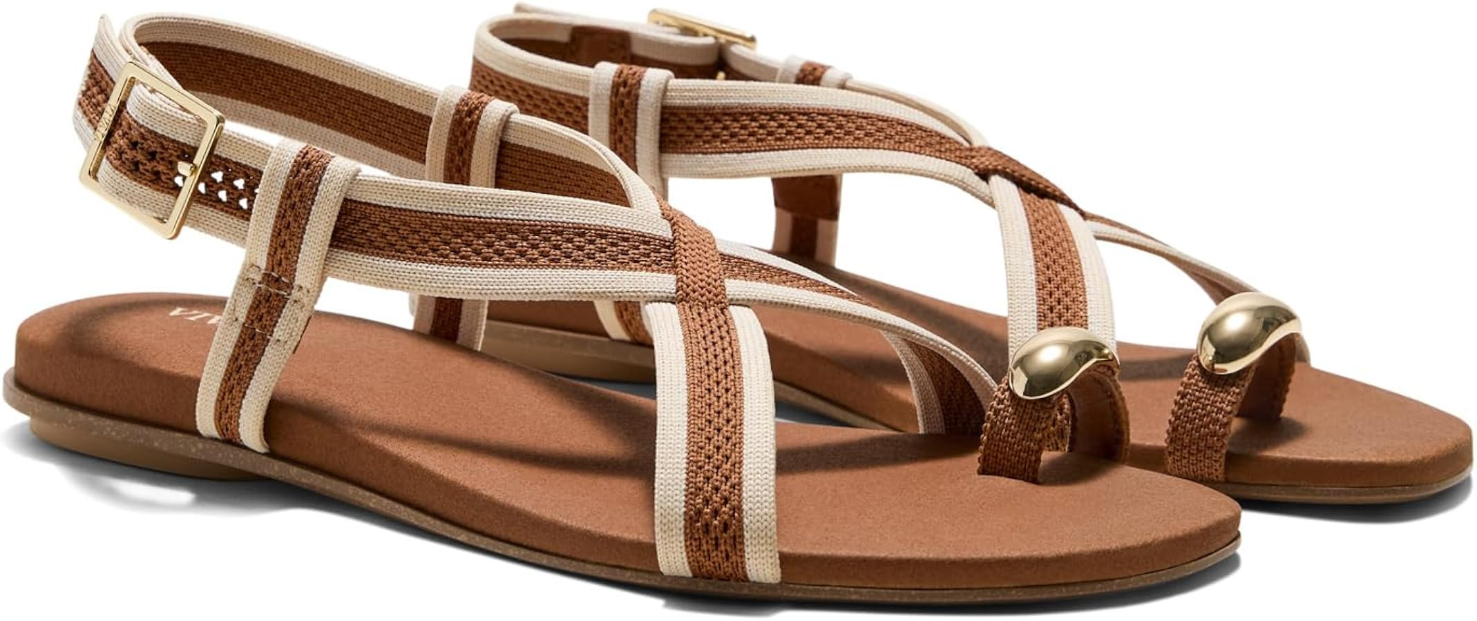 VIVAIA Derorice Women's Ring Toe Metal Flat Sandals Summer Slip-on Square Open Toe Non-Slip Vocat... | Amazon (US)