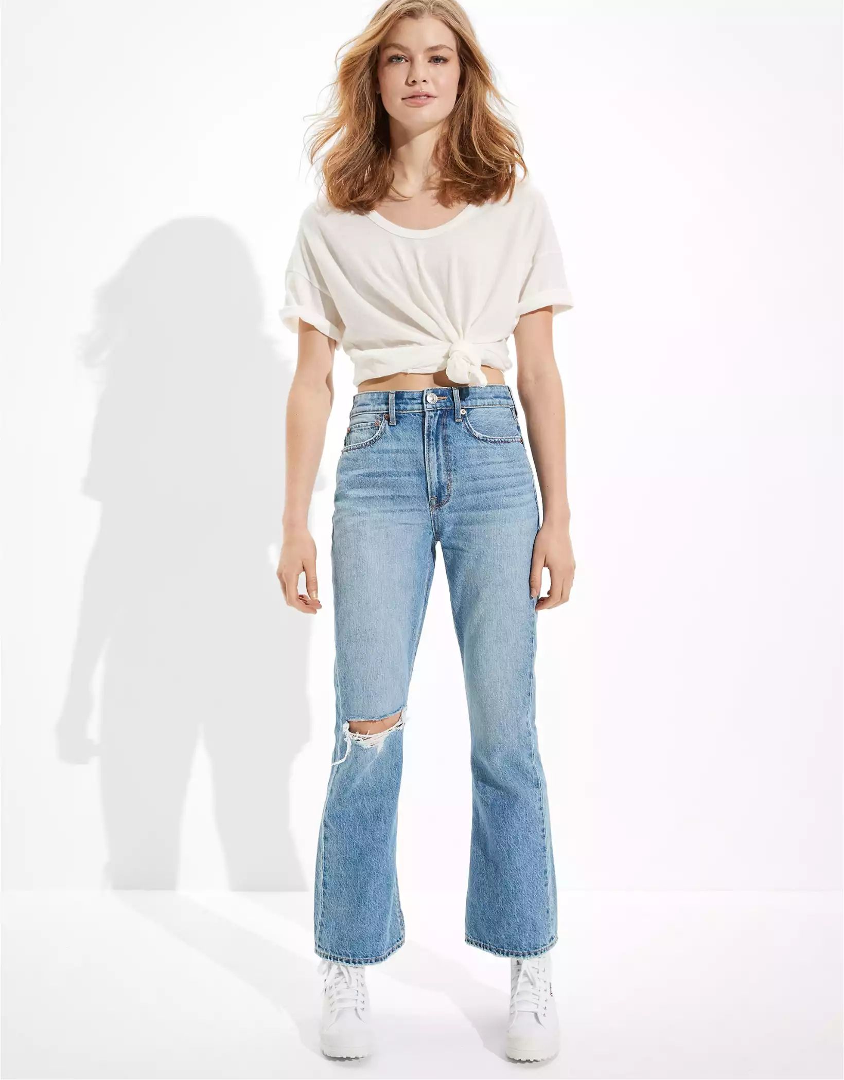 AE Ripped Highest Waist '90s Flare Jean | American Eagle Outfitters (US & CA)