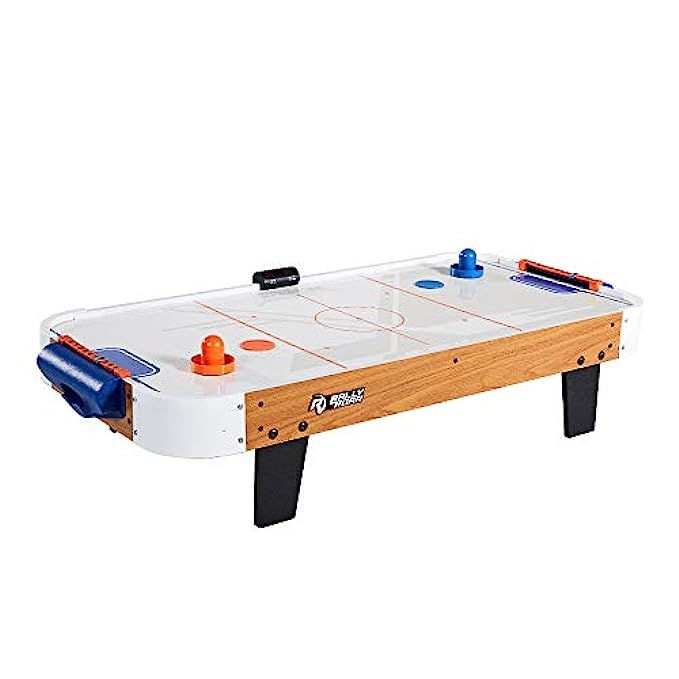 Tabletop Air Hockey Table, Travel-Size, Lightweight, Plug-in - Mini Air-Powered Hockey Set with 2 Pu | Amazon (US)