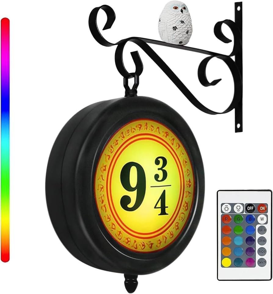 Halloween Decorations Platform Sign Light, Rotatable Wall Hanging Decor with Owl, Dimmable Night ... | Amazon (US)