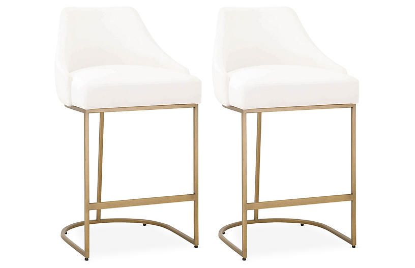 S/2 Performance Lola Counter Stools, Brass/Pearl | One Kings Lane