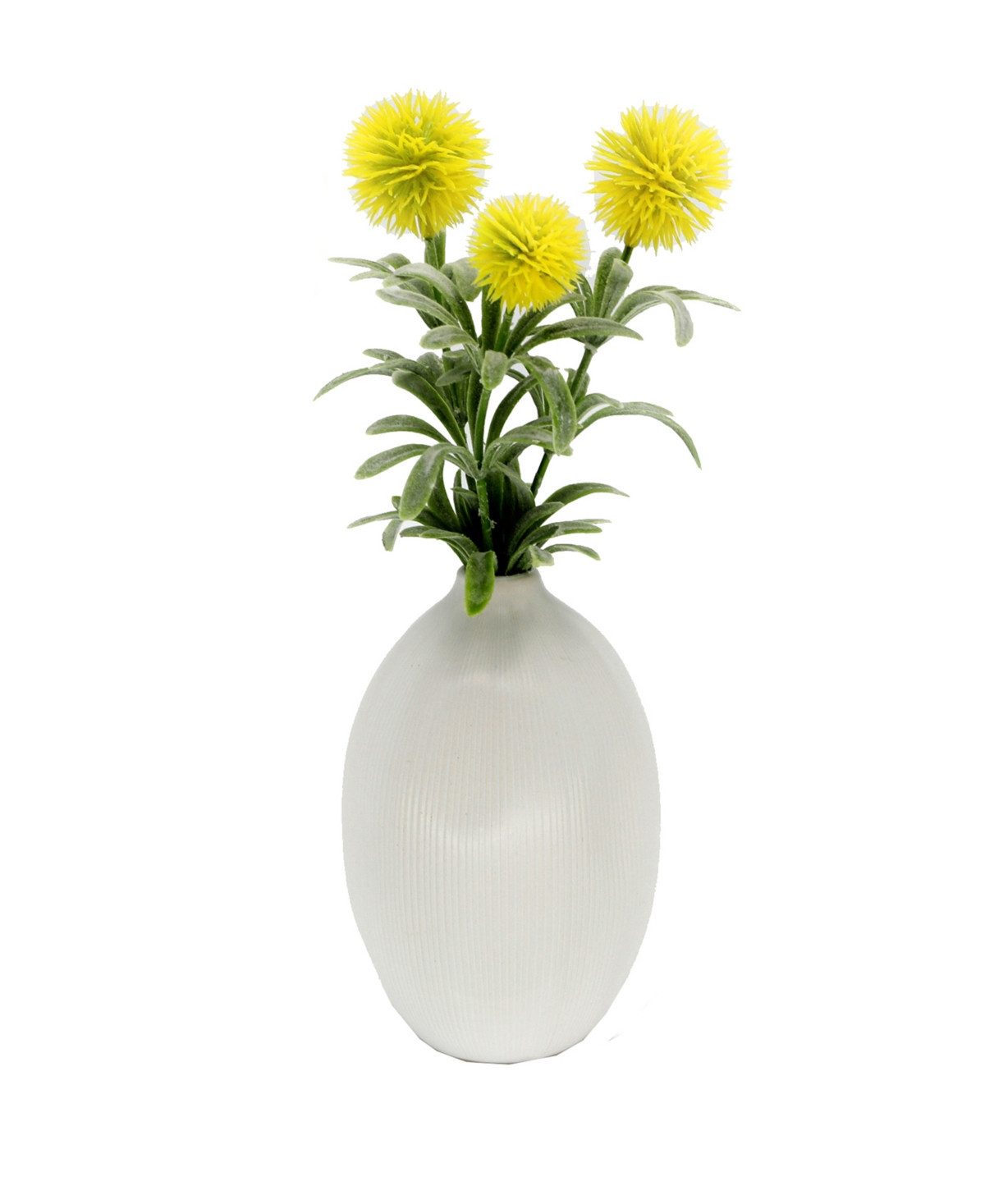 11" Artificial Pom Pom in Ceramic Vase - Yellow, White | Macy's