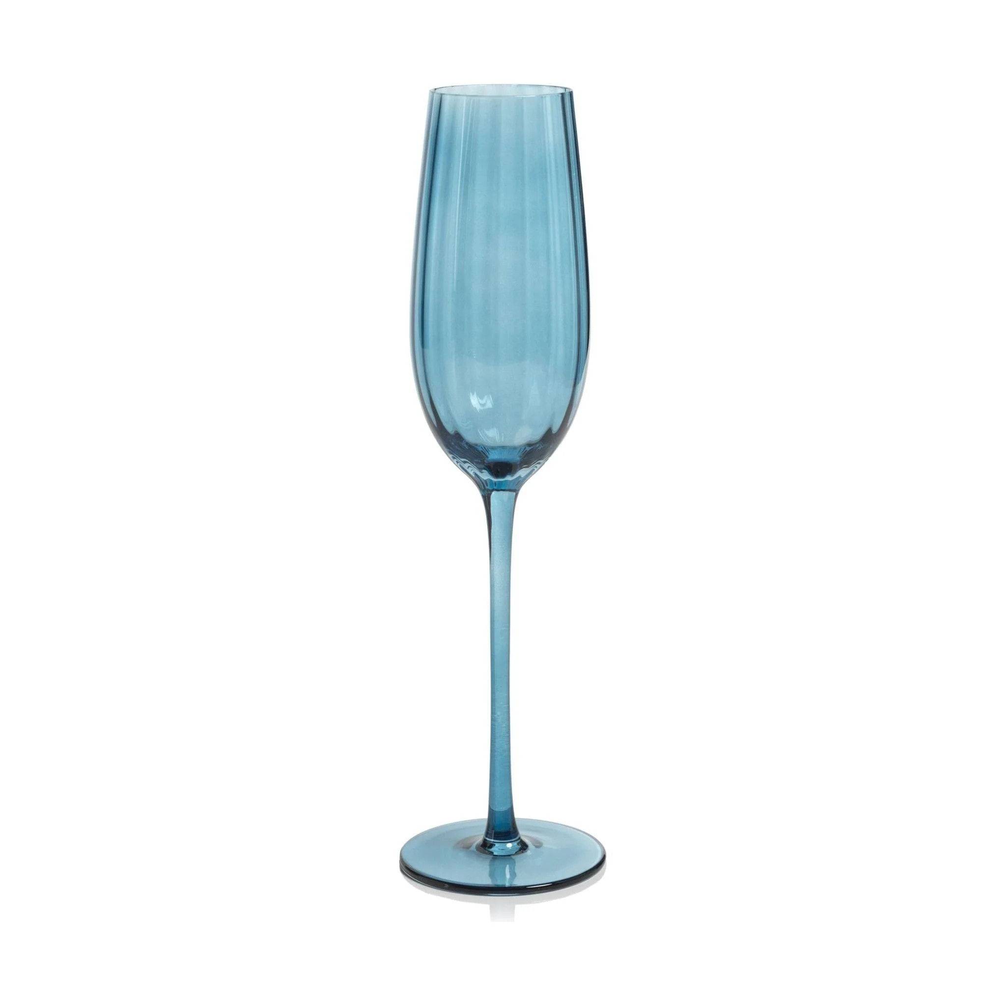 Madeleine Optic Champagne Flute Blue Azure Glass - Set of 4 | Outrageous Interiors + Design