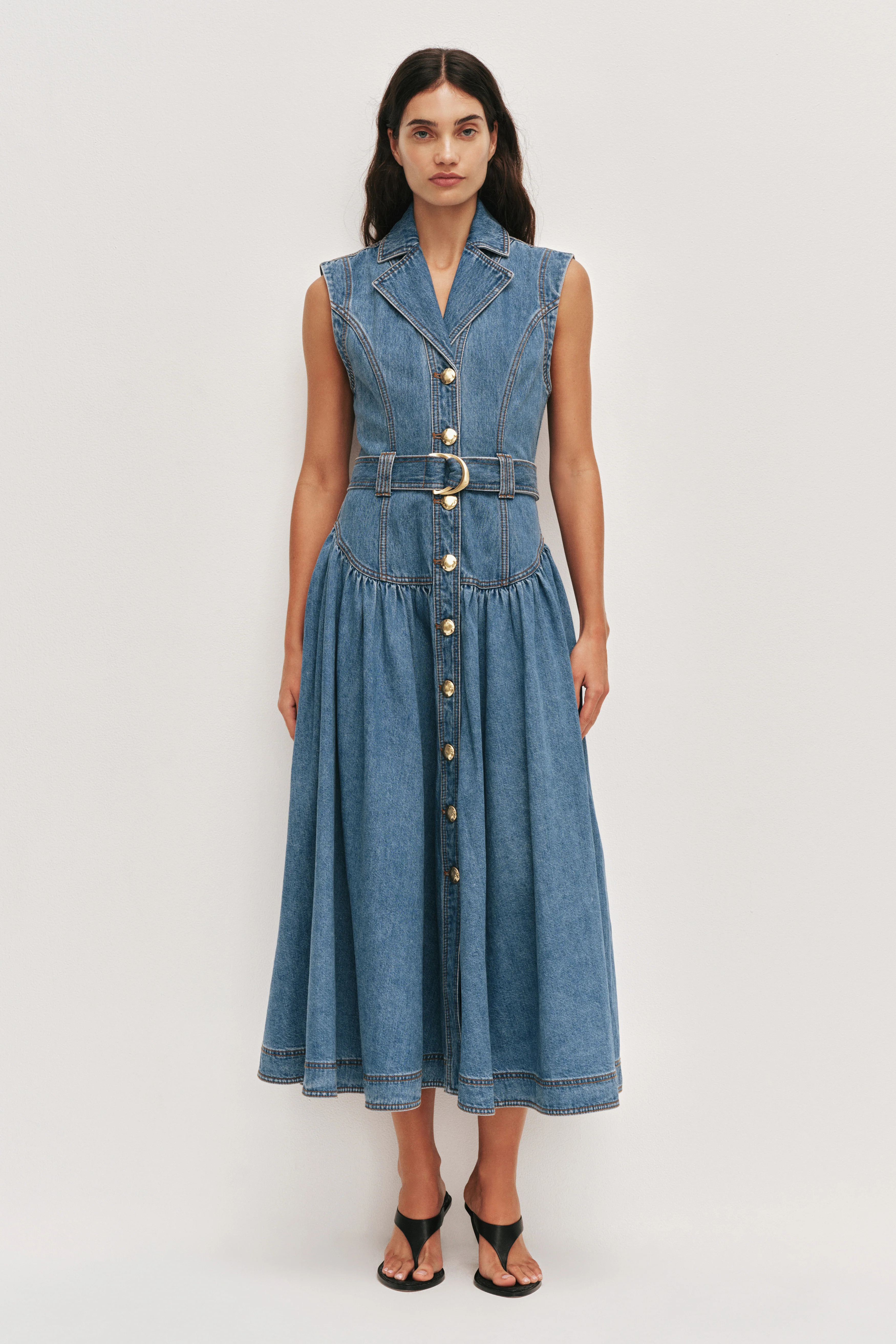 Liliana Denim Midi Dress | aje. (US, UK, Europe, ROW)