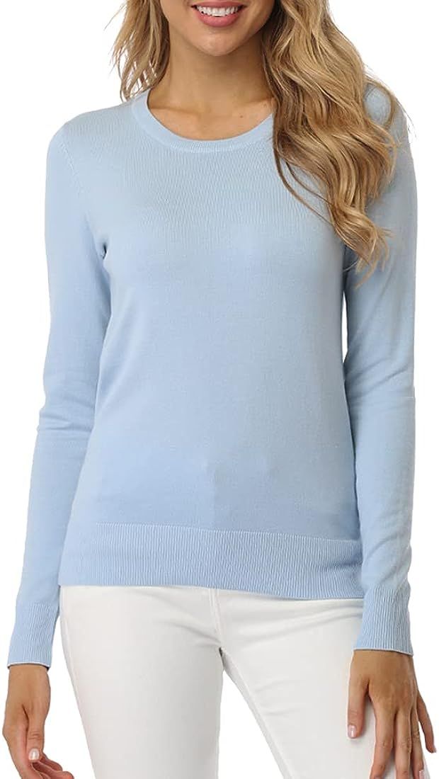 Fuinloth Women's Sweater, Lightweight Crewneck Long Sleeve Pullover | Amazon (US)