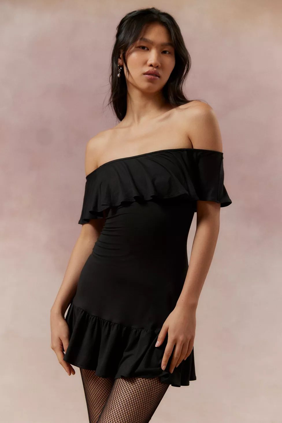 Kimchi Blue Harper Off-The-Shoulder Ruffle Mini Dress | Urban Outfitters (US and RoW)
