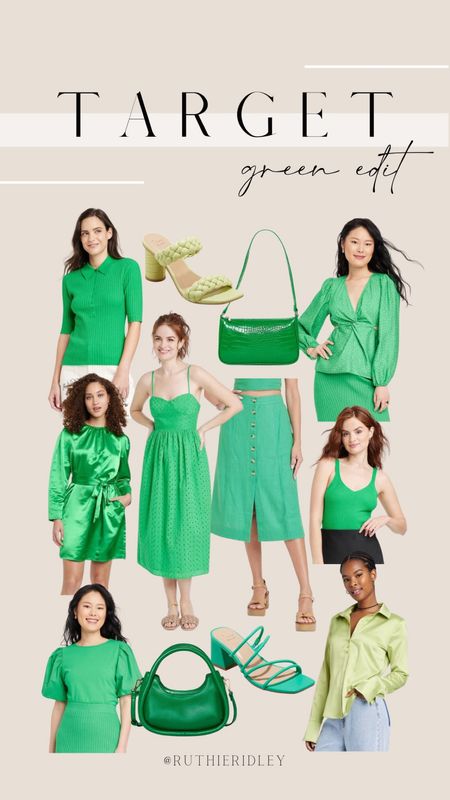 Green Target Edit!! Can’t get enough of this color right now 💚 shirts, midi skirt, spring dresses, colorful outfits, sandals, purses

#LTKshoecrush #LTKitbag #LTKstyletip