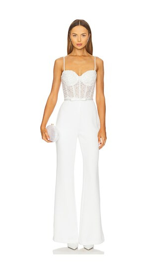 Nadine Merabi Beaded Embellished Jumpsuit in White. - size 4/S | Revolve Clothing (Global)