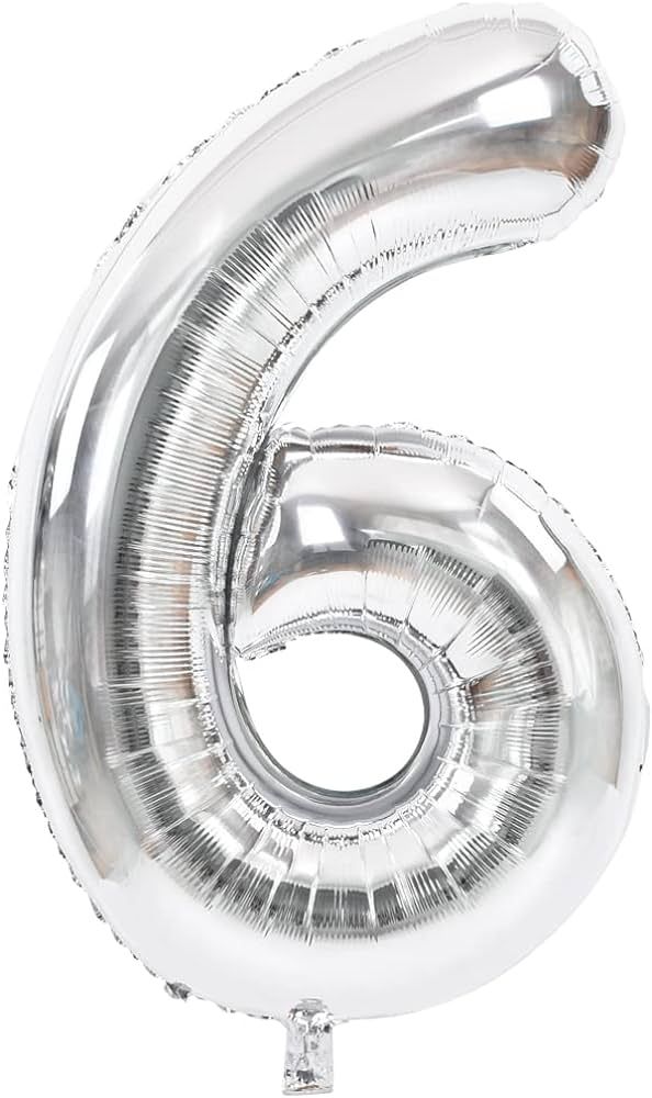 TONIFUL 40 Inch Silver Large Numbers Balloons 0-9, Number 6 Digit 6 Helium Balloons, Foil Mylar B... | Amazon (US)