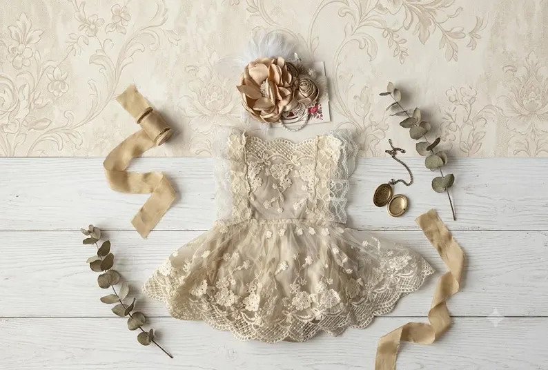 Vintage lace baby romper, ruffle tutu dress, newborn photo prop,first birthday, cake smash | Etsy (Global)