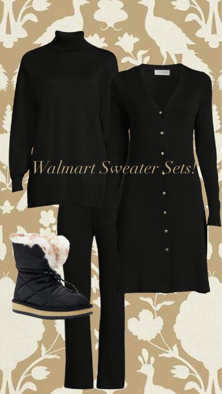 Walmart Sweater Sets! You know these are my absolute favorite sets for Winter! I’m usually a size medium and am 5’9 135 lbs! #walmartpartner #walmartfashion #walmart #loungewear #snowboots #walmartfinds #sweaterset @walmart @walmartfashion 