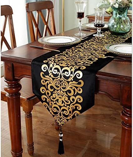 Caflife Halloween Decorations Table Runner Black and Gold 72 inches for Party Home Decor Living R... | Amazon (US)