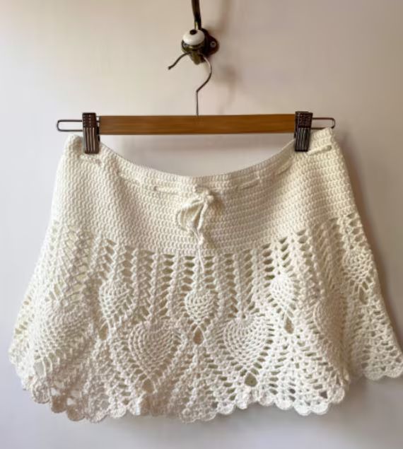 Mini Crochet Skirt Beach Wear Bikini Cover Up White Sand | Etsy | Etsy (US)