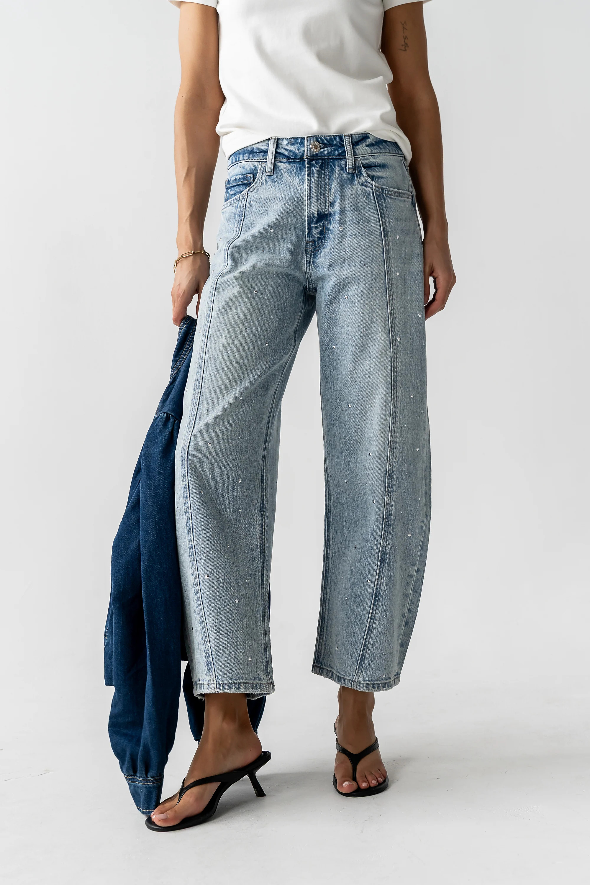 Kessie Rhinestone Barrel Jeans | Böhme US