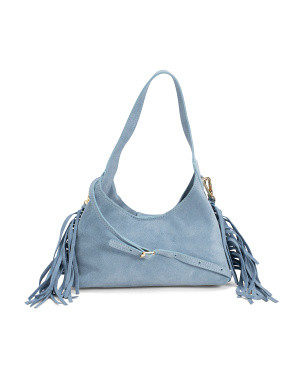 Made In Italy Suede Mini Hobo Bag With Fringe Trim | Handbags | Marshalls | Marshalls