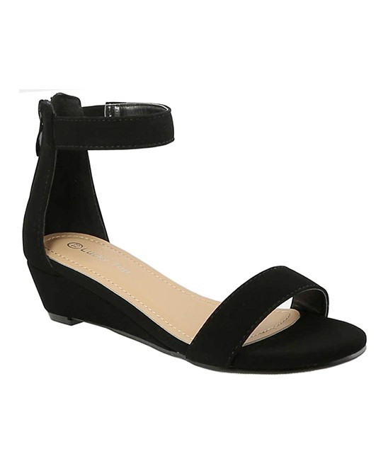 Lucky Top Girls' Sandals Black - Black Joana Wedge Sandal - Girls | Zulily