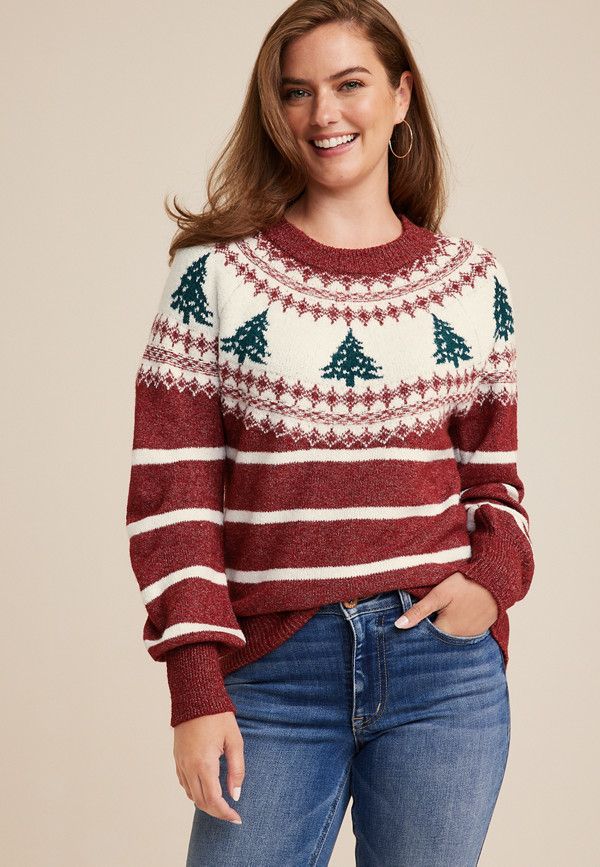 Stripe Holiday Fair Isle Sweater | Maurices