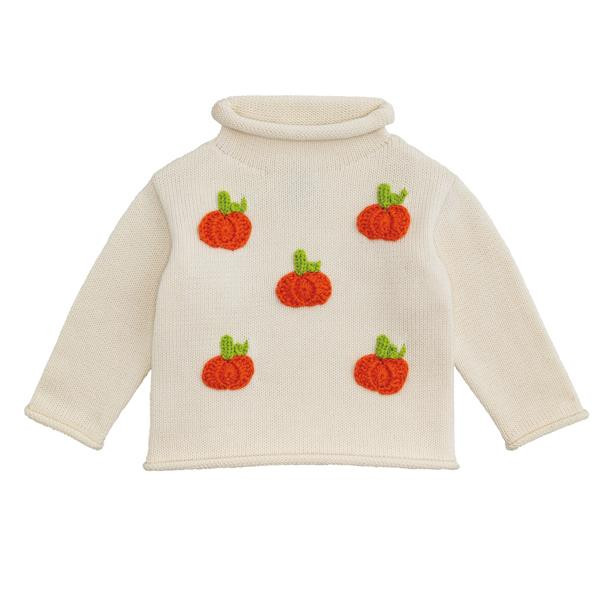 Mud Pie Infant Boy's Pumpkin Rollneck Baby Sweater in White, Size 0-6 Months | 100% Cotton | Mud Pie
