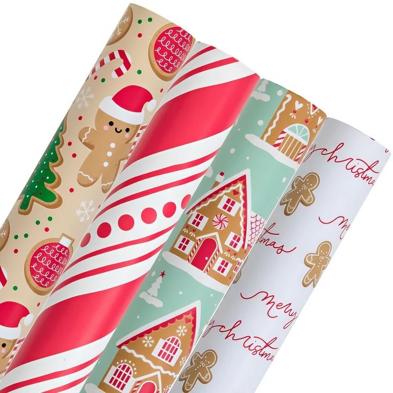 Holiday Boutique Gingerbread High Quality Christmas Wrapping Paper, 4 Rolls, Total 200 Square Fee... | Walmart (US)