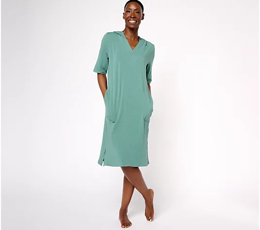 Cuddl Duds Cotton Core Hoodie Lounger Dress | QVC
