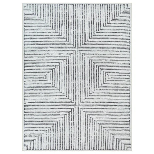 Washable Non-Slip Modern Rug - Ivory / Black - Entryway, Hallway, Bathroom, and Kitchen | Wayfair North America