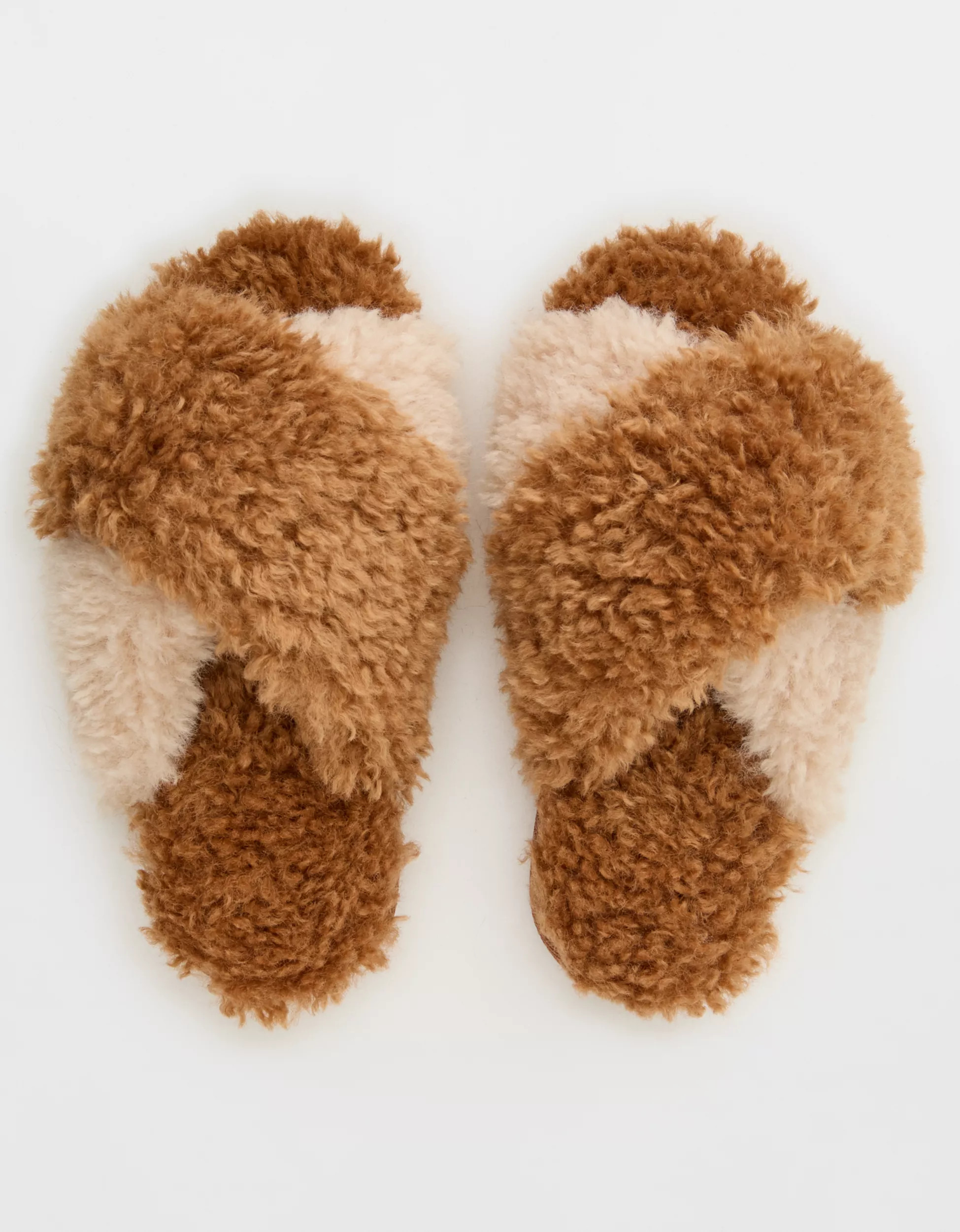 Aerie Fuzzy Criss Cross Slippers | Aerie