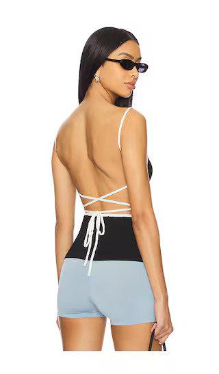 Anya Open Back Top in Black & White | Revolve Clothing (Global)