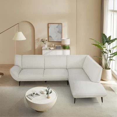 106Inch Large Combination Beige Two-Tone Blend Fabric,High Rebound Seat Feel,With Noble Seat Sofa, | Wayfair North America