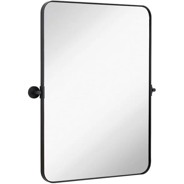 Hamilton Hills Black Metal Surrounded Round Pivot Mirror | Silver Backed Adjustable Moving & Tilt... | Walmart (US)