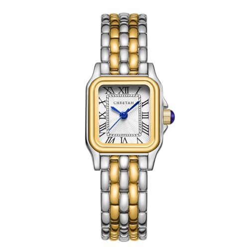 CHEETAH Watches for Women with Small Two-Tone Vintage Bracelet, Rectangular Case Roman Dial | Amazon (US)