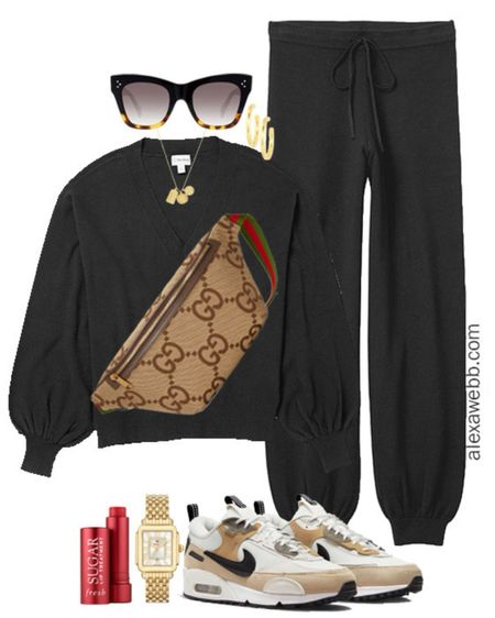 Plus Size Sweater Knit Sweats - A plus size sweater knit athleisure set with sweater knit joggers, sneakers, and a Gucci bum bag by Alexa Webb.

#LTKItBag #LTKPlusSize #LTKStyleTip