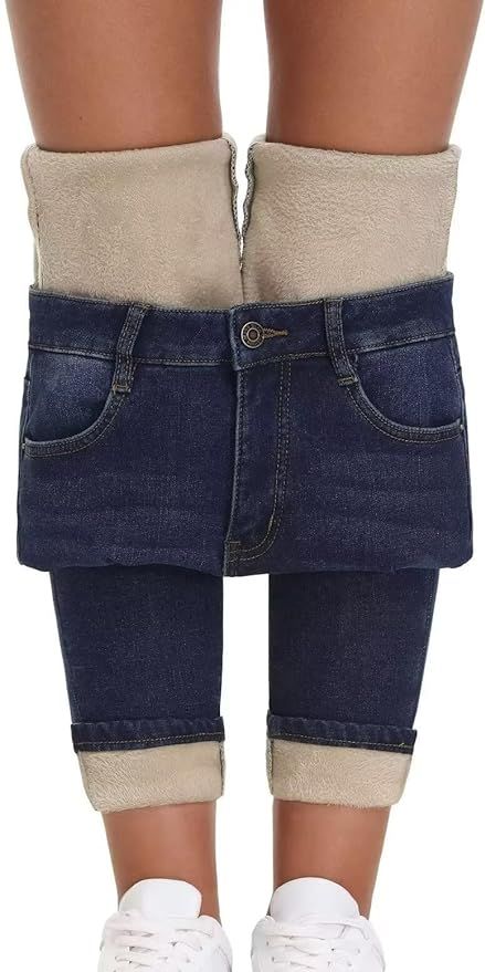 Women's Fleece Lined Jeans Skinny High Waisted Winter Thick Fleece Warm Stretch Fleece Lining Wom... | Amazon (US)