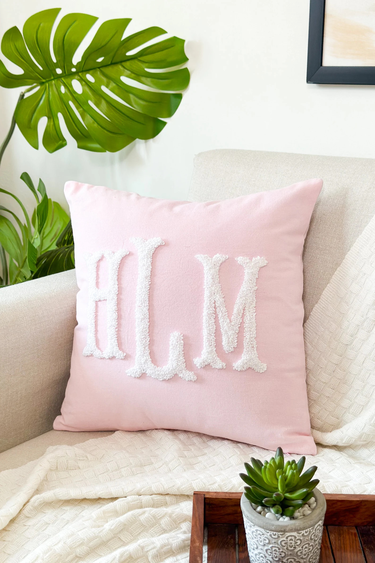 Personalized Monogram Pillow Cover With Punch Needle Embroidery, Personalized Wedding Gift for Co... | Etsy (US)