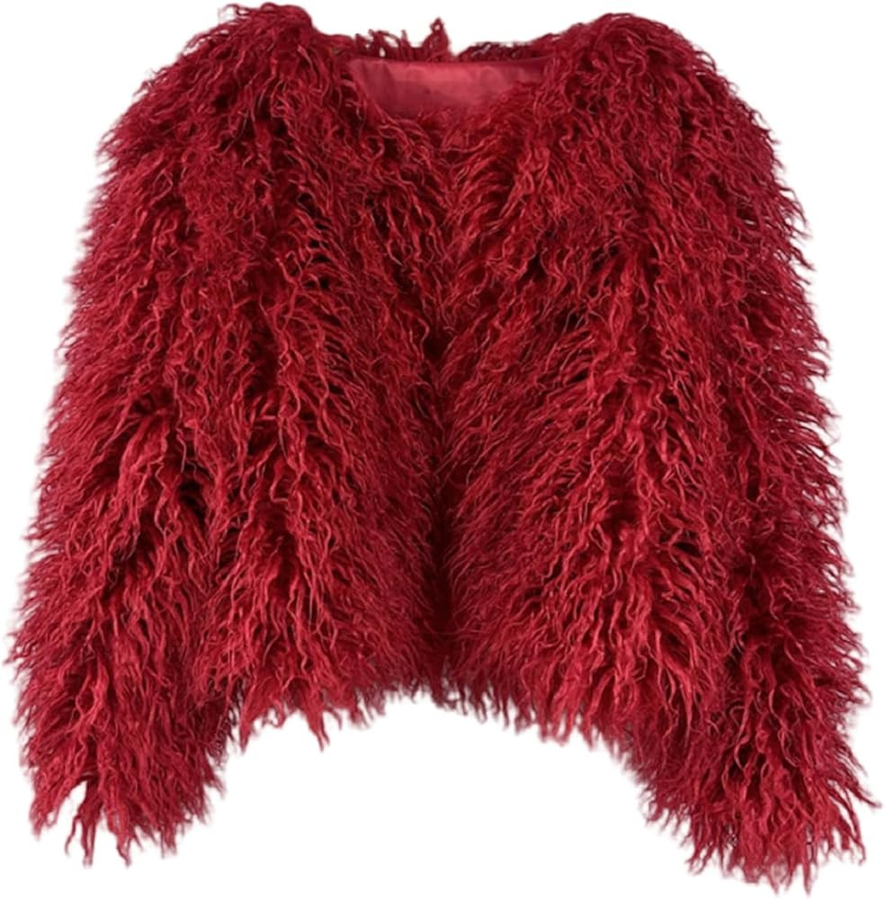 Winter Fluffy Faux Fur Coat Women's Shaggy Jacket Long Sleeve Outwear | Amazon (US)