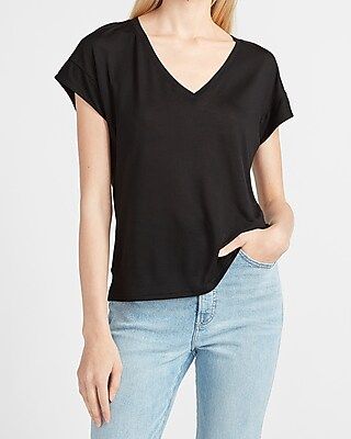 Relaxed Dolman Sleeve V-Neck Tee | Express