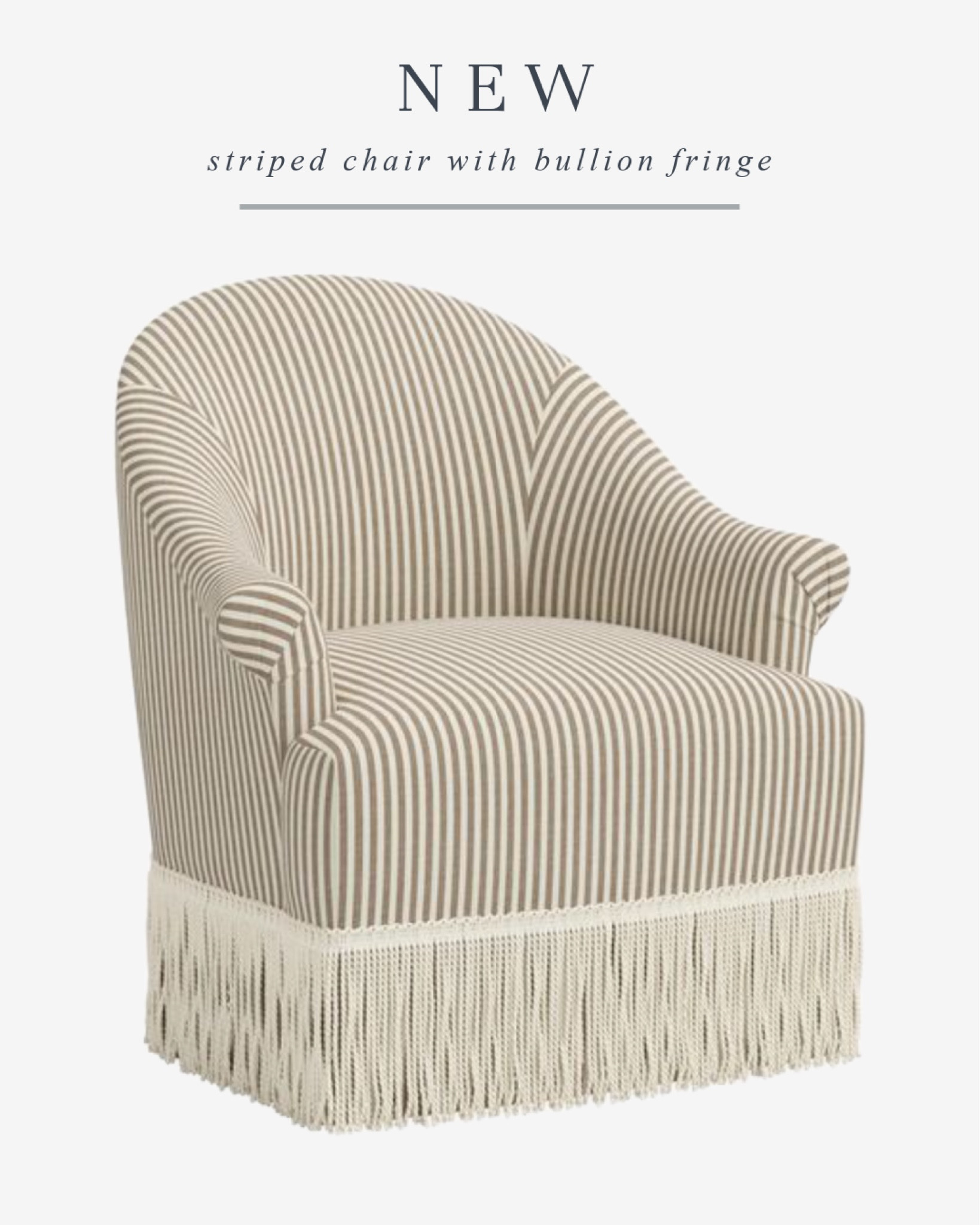 Loving this striped chair with bullion fringe 😍 #chair #stripes #fringe 

#LTKHome