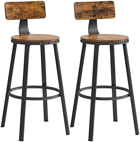 VASAGLE Bar Stools Set of 2, Tall Bar Stools, Bar Height Stools, 28.7 Inch High Barstools with Ba... | Amazon (US)