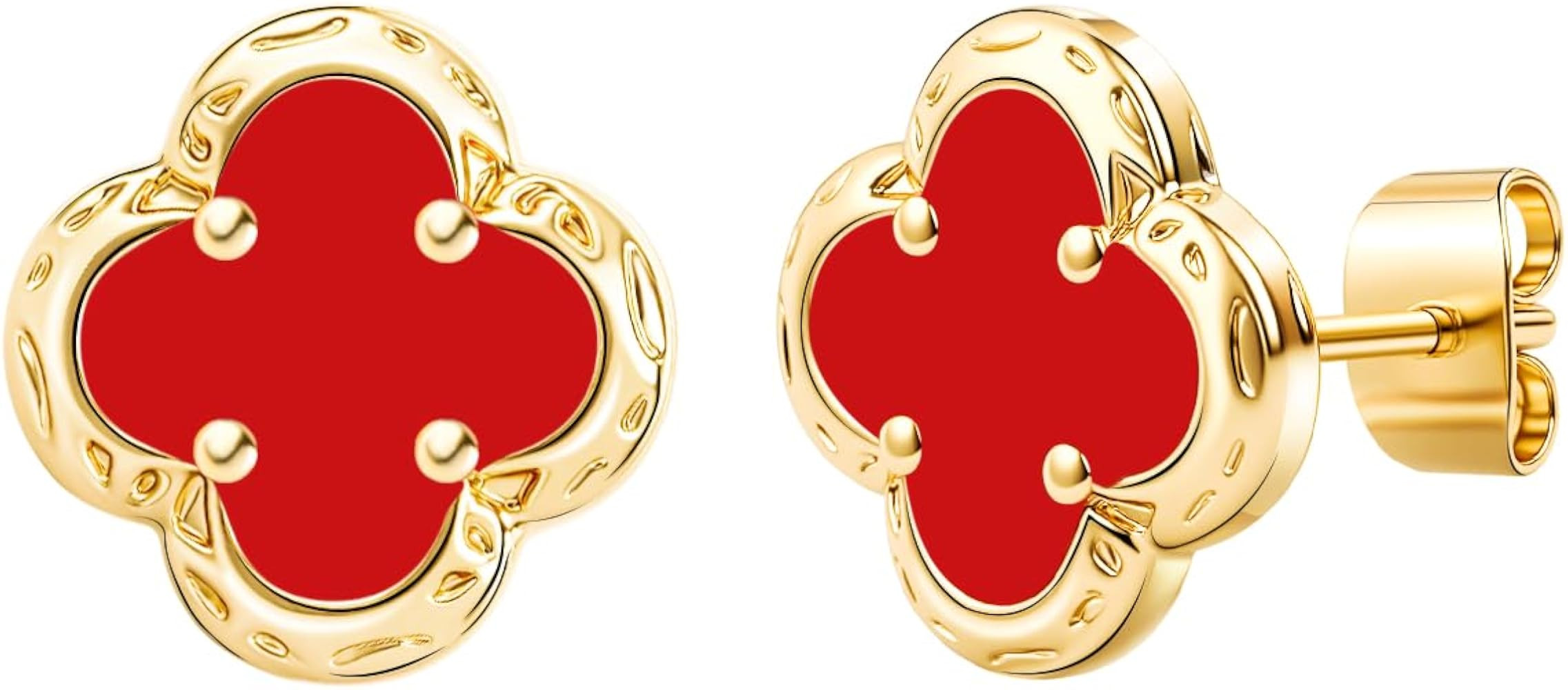 Elegant Black Onyx Clover Stud Earrings, 14K Gold Plated Four Leaf Hypoallergeinc Stud Stainless ... | Amazon (US)