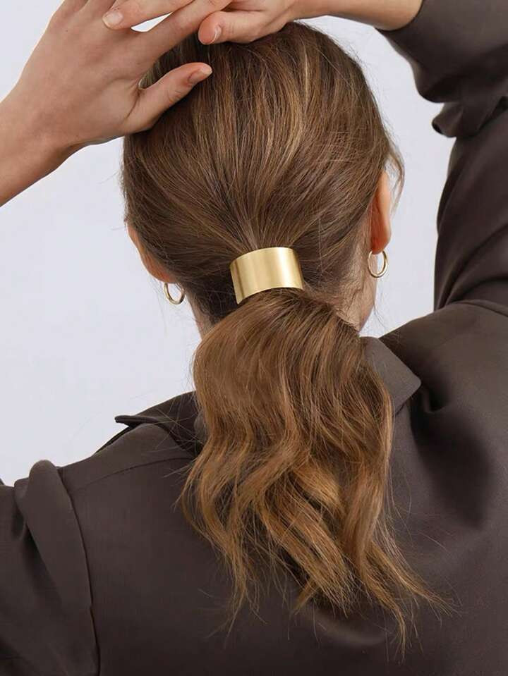 1pc Metal Buckle Hair Tie Ponytail Holder, Elegant And Simple Casual | SHEIN