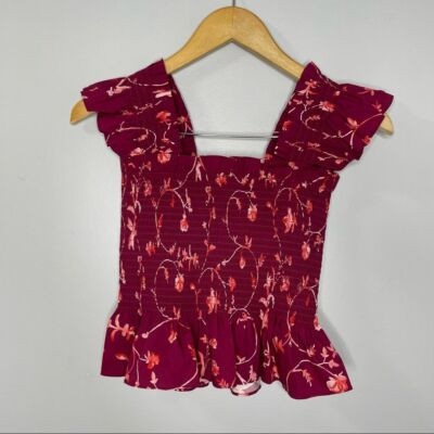 Hill House The Paz Top Burgundy Botanical XS  | eBay | eBay US